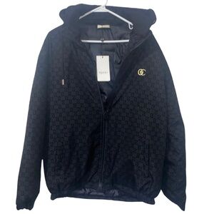 Gucci Black Monogram Hooded Jacket – 3XL
